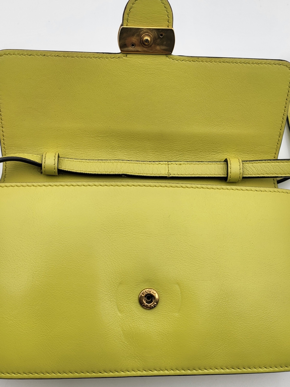GUCCI Moon Calfskin GG Interlock Icon Mimosa Flower Small Crossbody, Auth w/COA. - Picture 11 of 16
